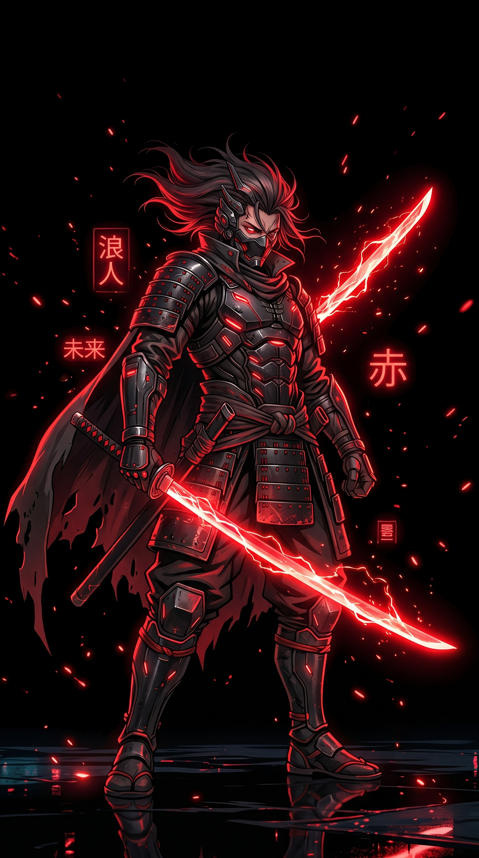Futuristic Ronin Warrior Holding Katana